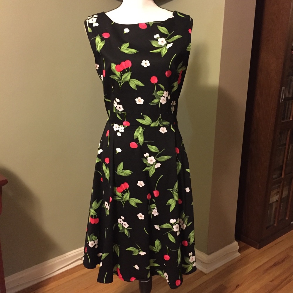 Retro fit-and-flare dress with fun cherry print 🍒